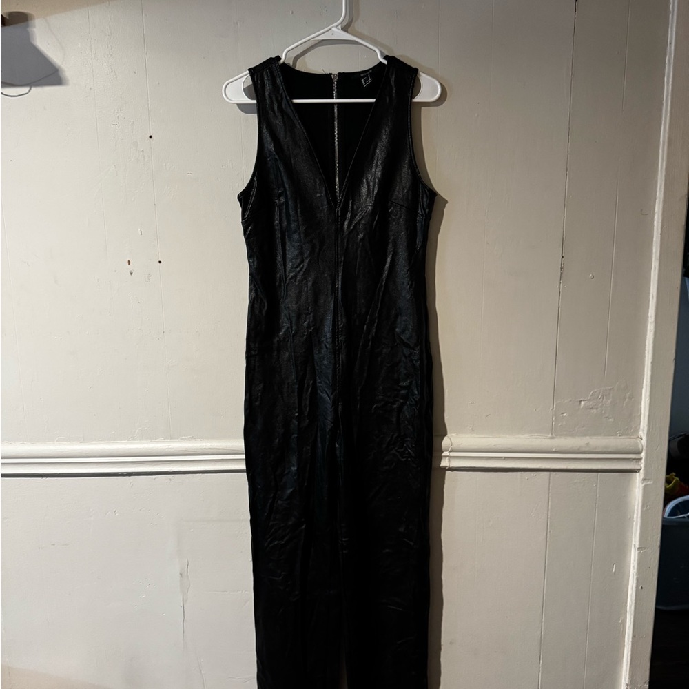Forever 21 Black Pleather Jumpsuit